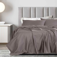 Royal Comfort 1200 Thread count Damask Stripe Cotton Blend sheet sets Queen Pewter - Model-B284D0