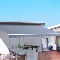 Instahut Retractable Folding Arm Awning Motorised Sunshade 4Mx3M Pearl Grey