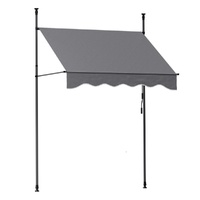Instahut Window Fixed Pivot Arm Awning Outdoor Door Canopy 2X1.8M Grey