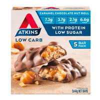 Atkins Caramel Chocolate Nut Roll Protein Snacks 5x44g