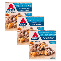 Atkins Caramel Chocolate Nut Roll Protein Snacks 5x44g x3