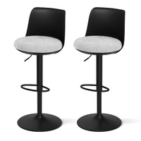 Artiss 2x Bar Stools Kitchen Swivel Gas Lift Counter Dining Chair Curved Black