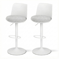 Artiss 2x Bar Stools Kitchen Swivel Gas Lift Counter Dining Chair Curved White