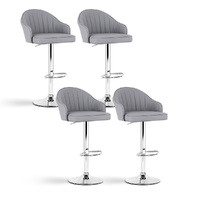 Artiss 4x Bar Stools Kitchen Swivel Gas Lift Counter Chair Shell Leather Grey