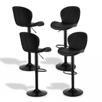 Artiss 4x Bar Stools Kitchen Swivel Gas Lift Counter Chair Shell Leather Black