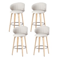 4x Artiss Bar Stools Dining Chairs Contoured Leather Wood Stool