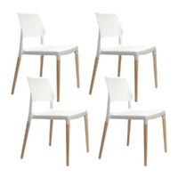 Artiss Dining Chairs Set of 4 Plastic Wooden Stackable White