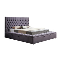 Anna Storage Bedframe Queen Size Velvet Fabric Dark Grey Colour