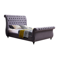 Elsa Bedframe King Size Velvet Fabric Medium Grey Colour