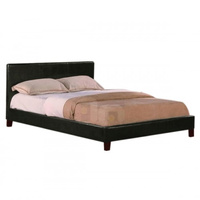 Armthorpe Double Size Leatheratte Bed Frame in Black Colour with Metal Joint Slat Base