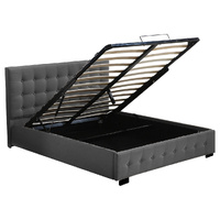 Gas Lift Bed Frame Fabric Base Double Dark Grey - Model-EA44B7