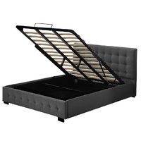 Fabric Bed Frame King Tufted Dark Grey - Model-581DC1