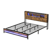 Levede King Bed Frame Storage Headboard Industrial