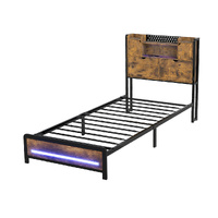 Levede Single Bed Frame Storage Headboard Industrial