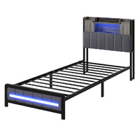 Levede Single Bed Frame with Storage Headboard RGB LED
