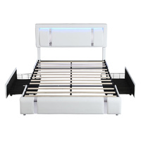 Queen Bed Frame With Adjustable Headboard White - Model-2913E6