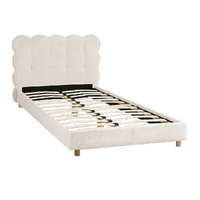 Artiss King Single Bed Frame Cloud Headboard Boucle Fabric Mattress Platform Base White
