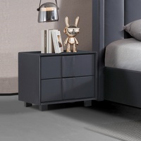 Prado Bedside Table MDF Construction Fabric Upholstery Iron Feet