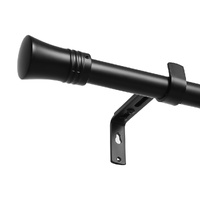 Black Curtain Rod Steel Quiet Rail Pole Pommel Set Extendable - Model-F42C9C