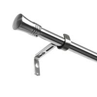 Satin Nickel Curtain Rod Steel Quiet Rail Pole Pommel Set Adjustable - Model-4812E6