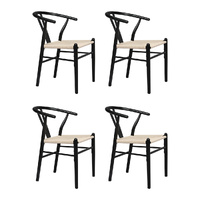 Levede 4x Dining Chairs Wooden Hans Black