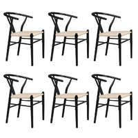 Levede 6x Dining Chairs Wooden Hans Black