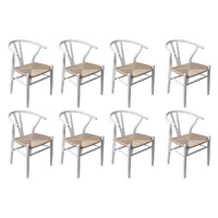 Levede 8x Dining Chairs Wooden Hans White