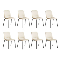 Levede Stackable Dining Chairs Kitchen Beige Set of 8