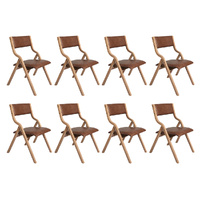 Levede 8x Dining Chairs Foldable PU Tan