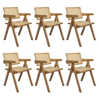 Levede 6x Dining Chair Solid Wood Rattan