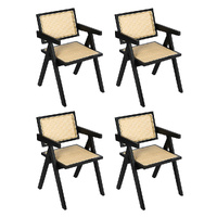 Levede 4x Black Wicker Armchair Dining Chair