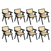 Levede 8x Black Wicker Armchair Dining Chair