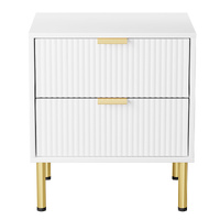 Bedside Table with 2 Drawers White Metal Legs - Model-65A4DA