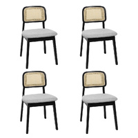 Levede Dining Chair Wood Rattan Armless Black x4