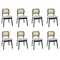 Levede Dining Chair Wood Rattan Armless Black x8