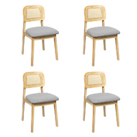 Levede Dining Chair Wood Rattan Armless Natural x4