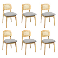 Levede Dining Chair Wood Rattan Armless Natural x6