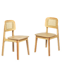 Levede 2x Rattan Dining Chair Wooden Kitchen Chair