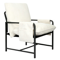 Levede Metal Framed Lounge Chair Corduroy in Beige