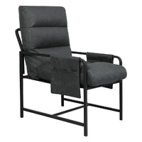 Levede Metal Framed Lounge Chair Linen in Dark Grey