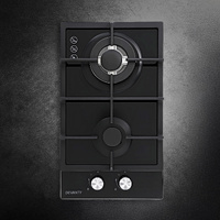 Devanti Gas Cooktop 30cm 2 Burner Built-in Stove Glass Cook Top NG LPG Wok Burner