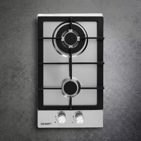 Devanti Gas Cooktop 30cm 2 Burner Silver