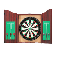 18" Dartboard Dart Board with Steel Darts Wooden Cabinet Party Game