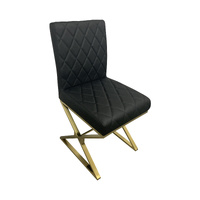 Daisy 2x Dining Chair Stainless Gold Frame & Seat Black Pu Leather (SH034)