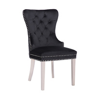 Victoria 2x Dining Chair Black Vevet & STAINLESS STEEL Legs