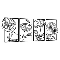 Yezi Metal Wall Art 4Pcs Floral Minimalist Line Decor