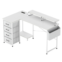 Levede L Shaped Gaming Desk with Storage Drawers White