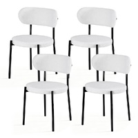 Artiss Dining Chairs Set of 4 Sherpa Boucle White
