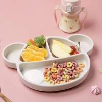 Bear Silicone Suction Food Plate with Silicone Lid Chocolate Brown - Model-7285E6