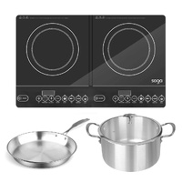 Dual Burners Cooktop Stove 30cm Stainless Steel Induction Casserole and 30cm Fry Pan